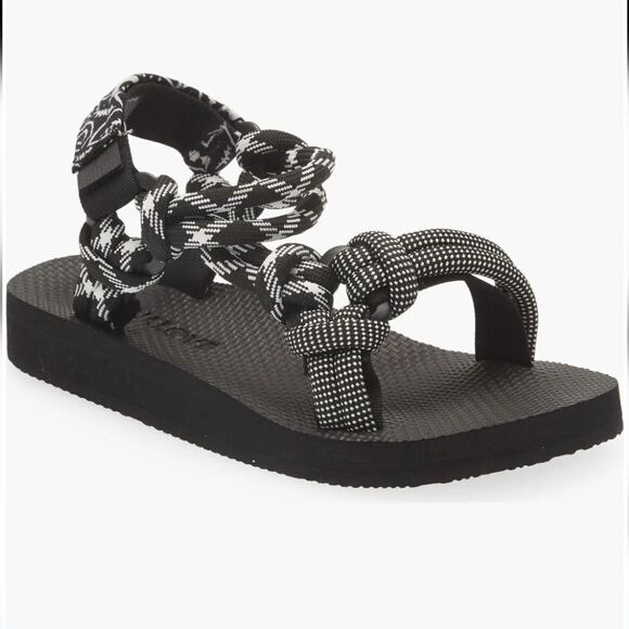 New Arizona Love Trekky Rope Sandal slip on black Velcro white size eu 37 USA 7 - Picture 1 of 6